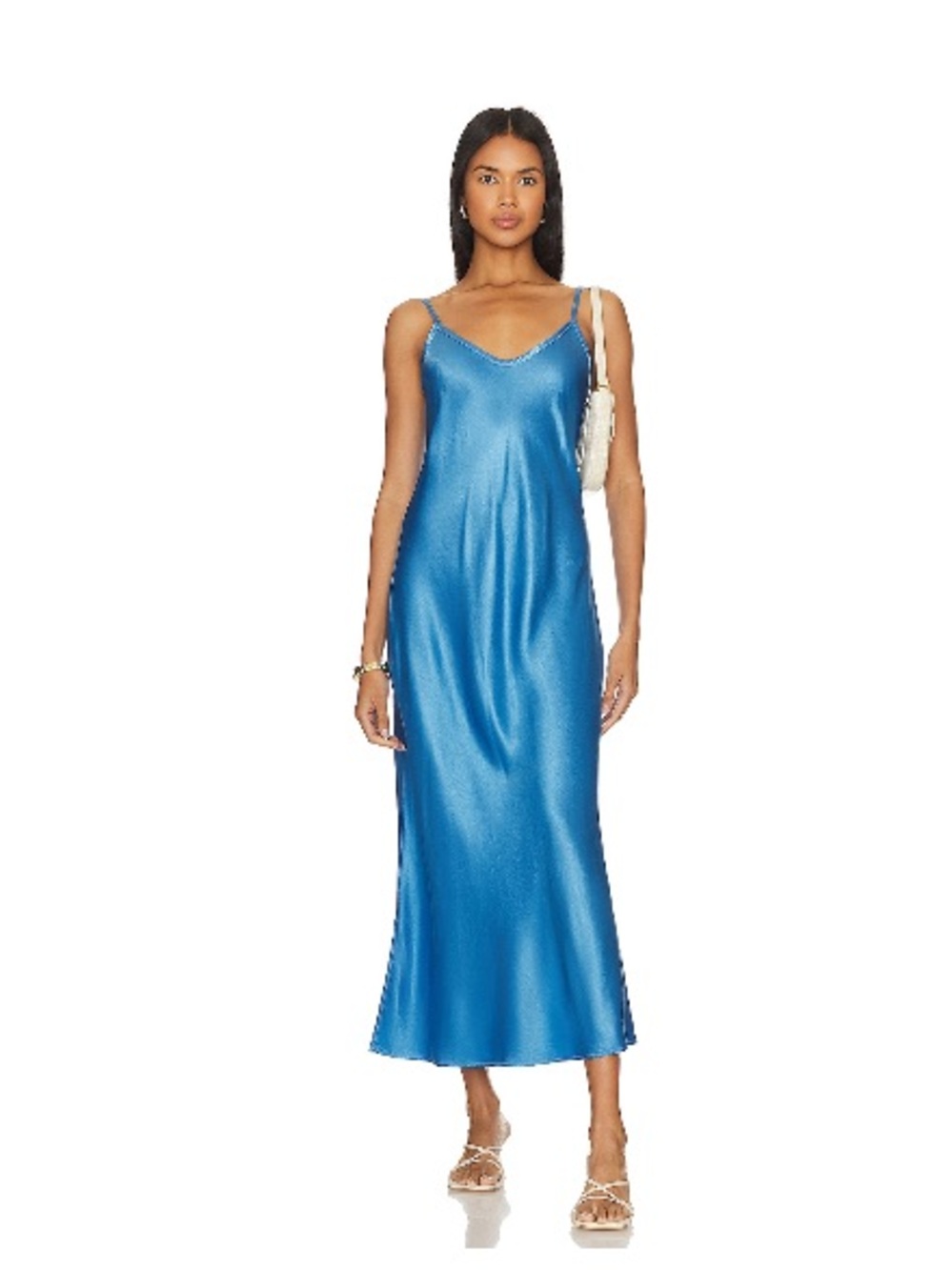 Enza Costa Bias Cut Slip Dress in Pool Blue Sz S